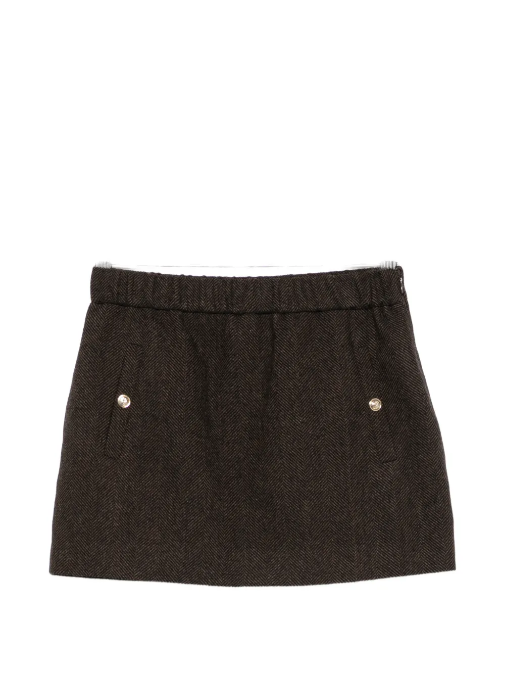 Maje herringbone-pattern button-detail mini skirt - Marrone