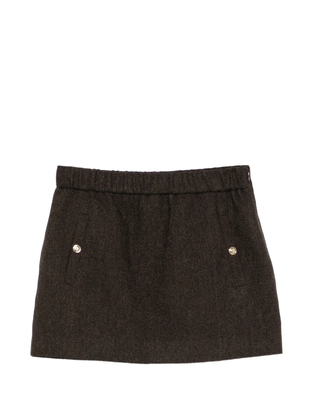 Maje herringbone-pattern button-detail mini skirt