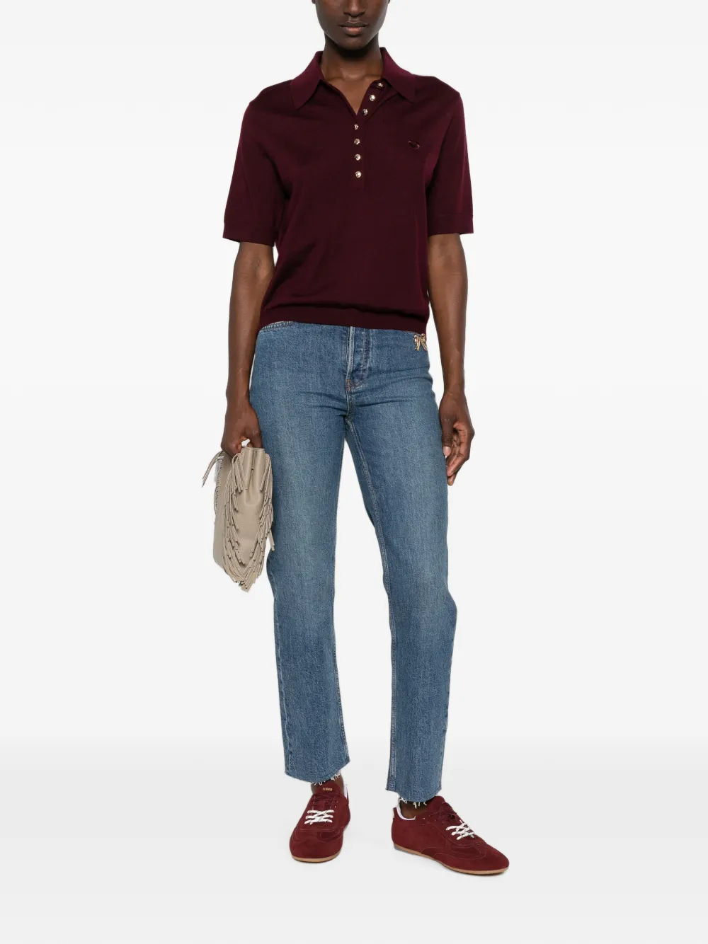 Maje Straight jeans verfraaid met strik Blauw