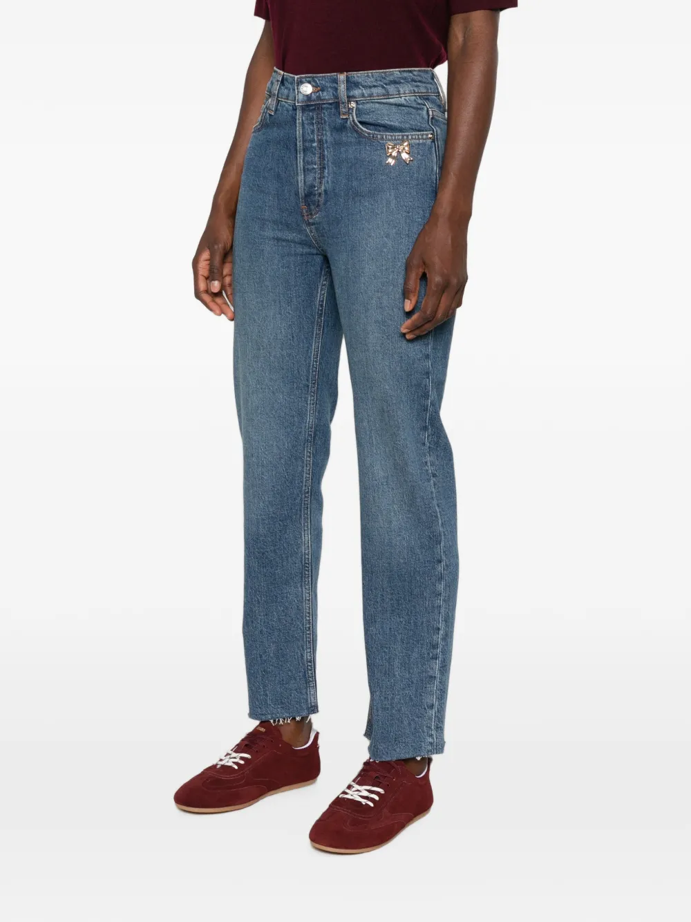 Maje Straight jeans verfraaid met strik Blauw