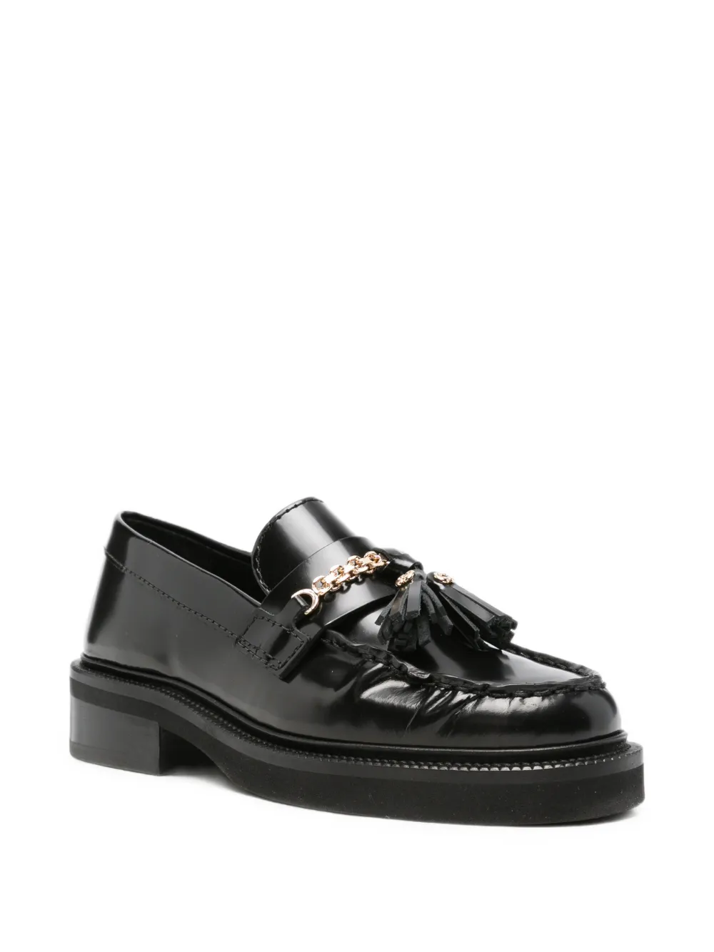 Maje tassel-detail chain-link loafers Zwart