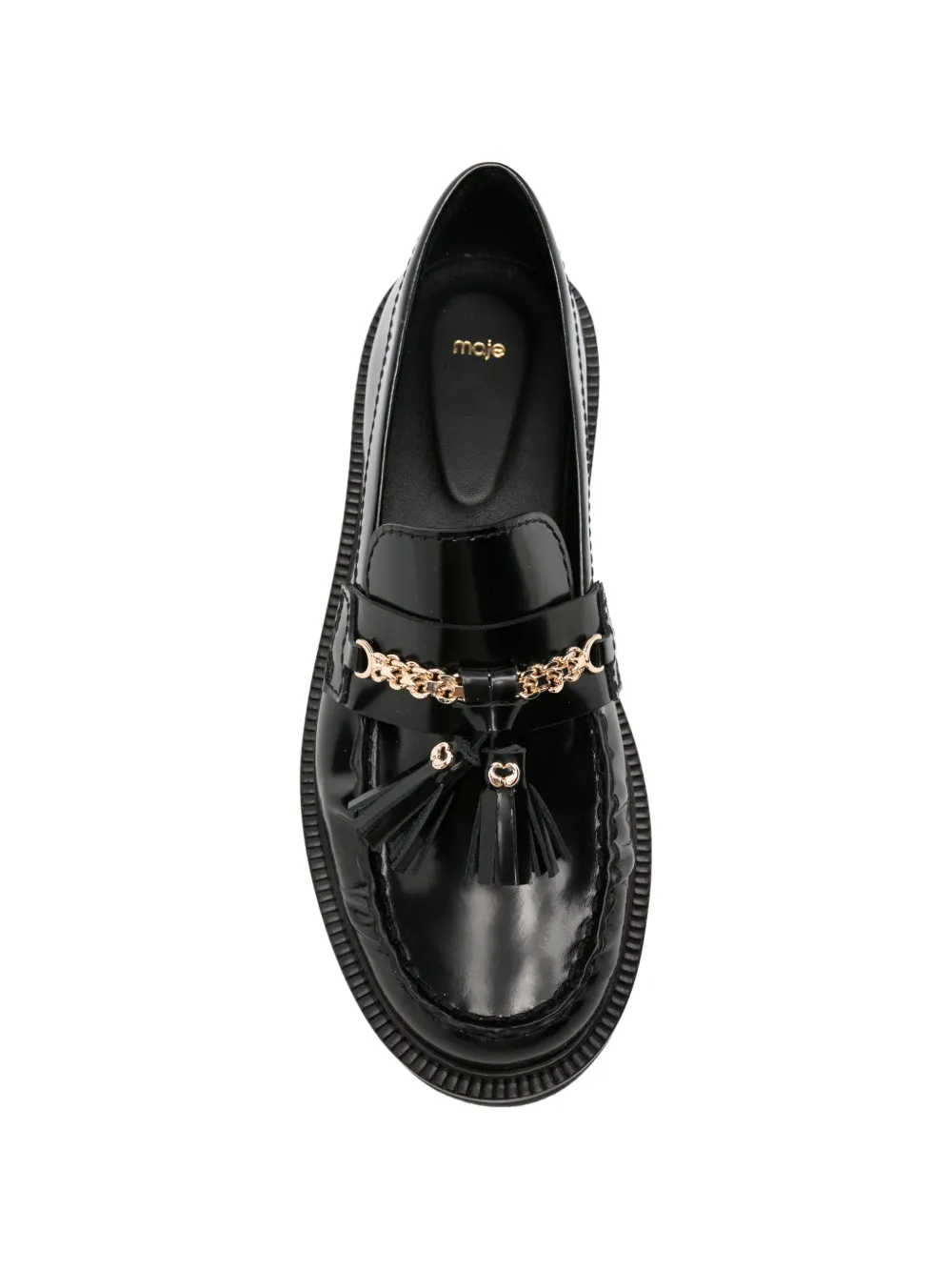 Maje tassel-detail chain-link loafers Zwart