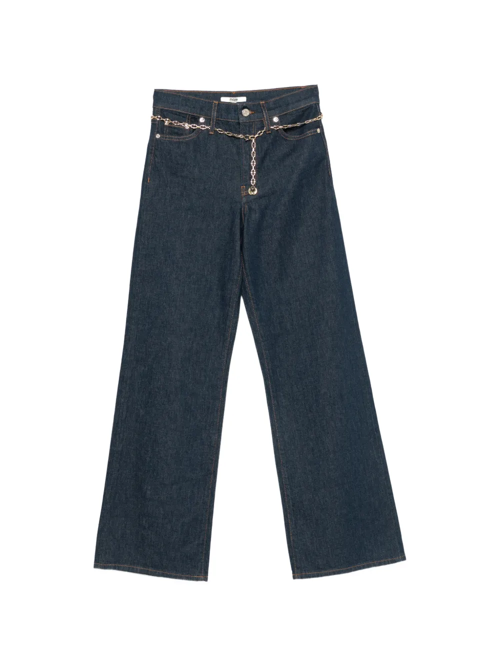 Maje Gerade Jeans mit Kettengürtel - Blau