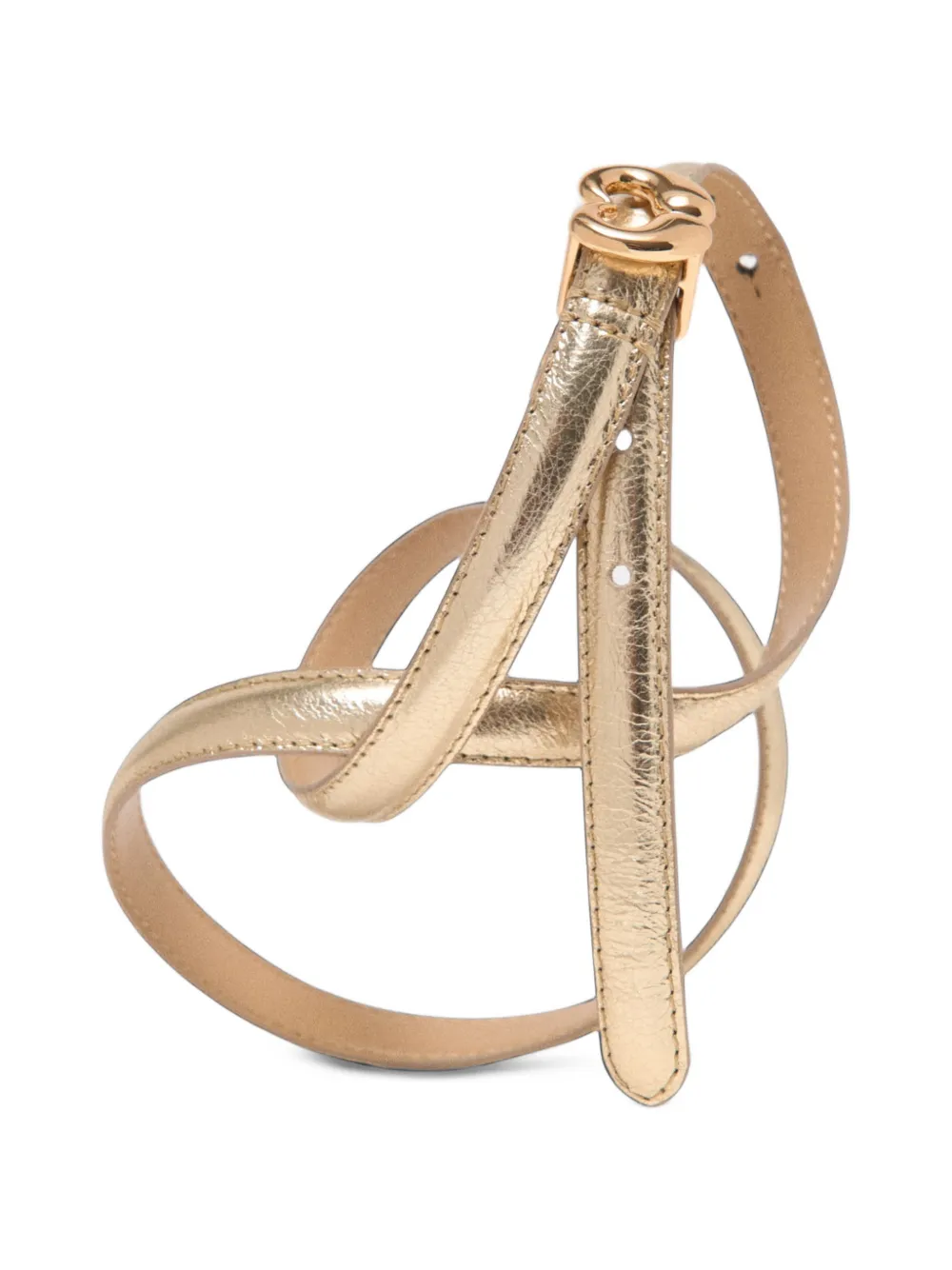 Maje Slanke metallic leren riem Goud
