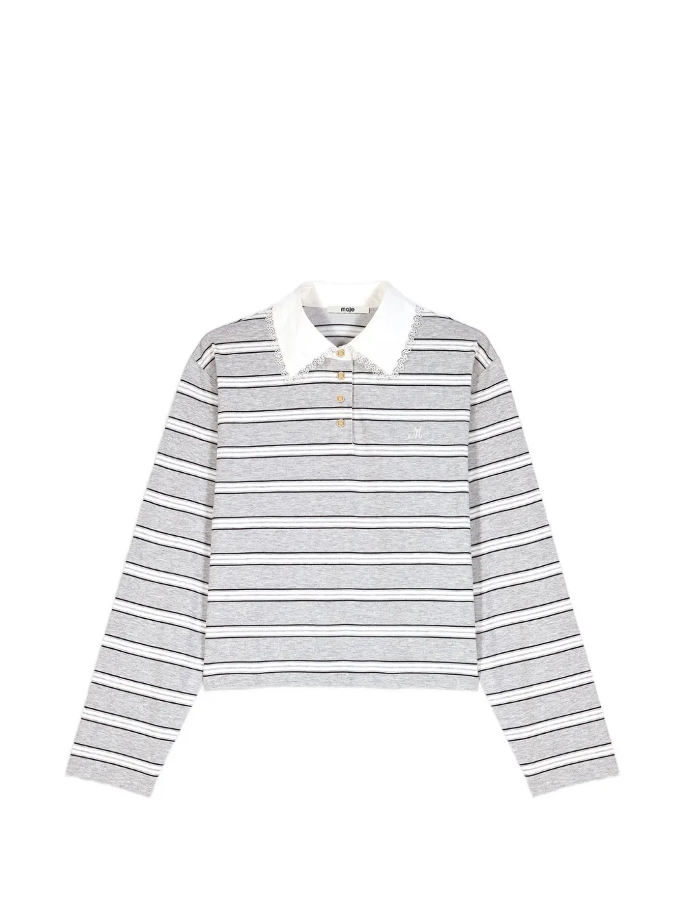 Maje long-sleeve striped polo shirt - Grigio