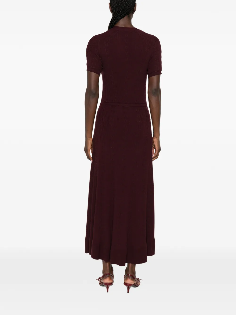 Maje Kabelgebreide maxi-jurk met knopen Rood