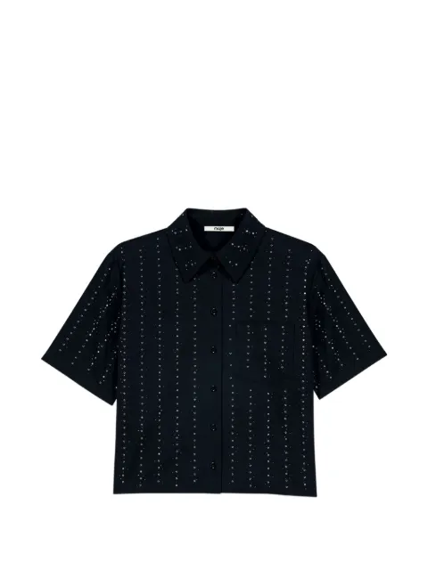 Maje camisa corta con detalles de strass