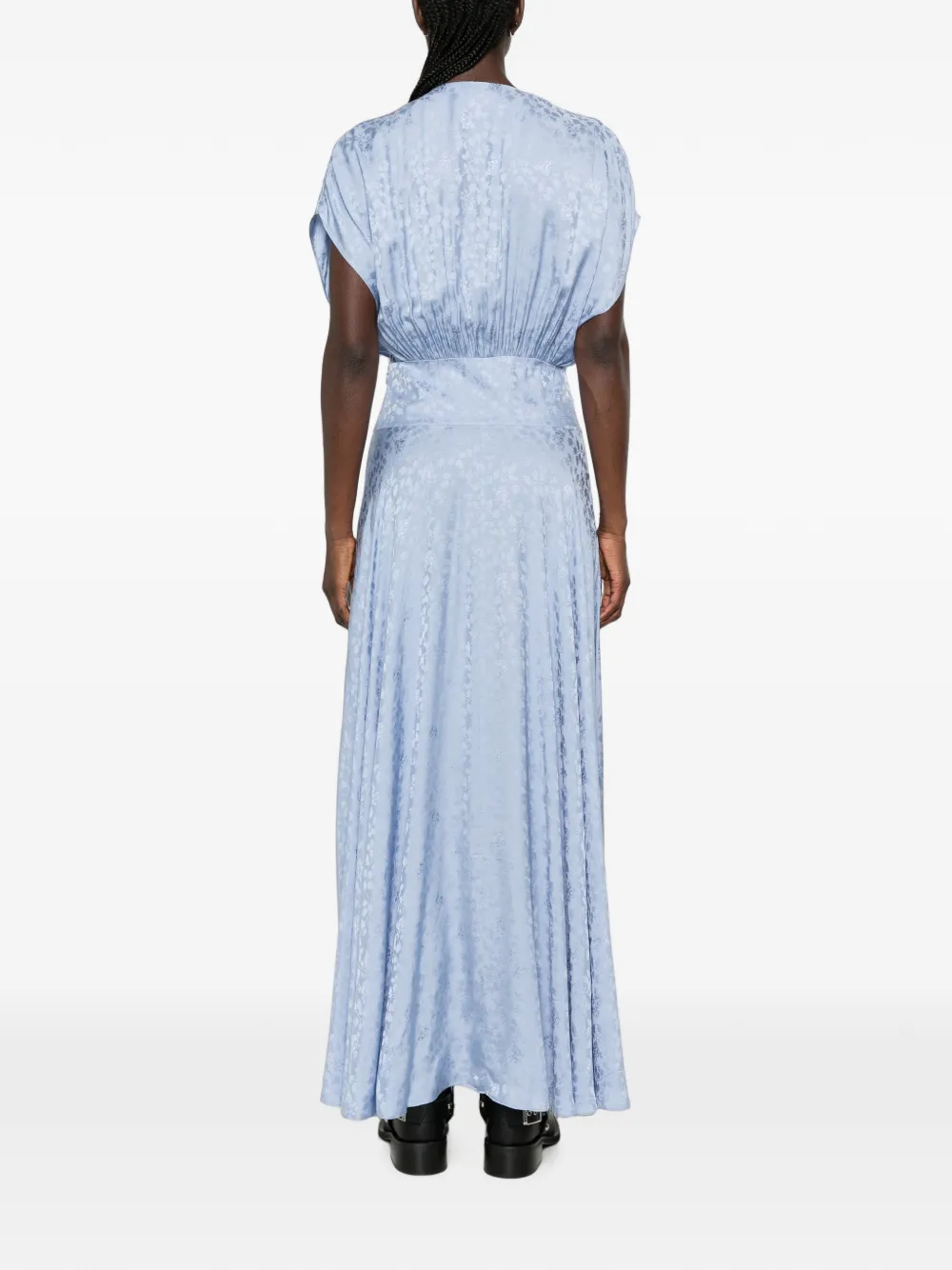Maje Maxi-jurk met V-hals en bloemjacquard Blauw
