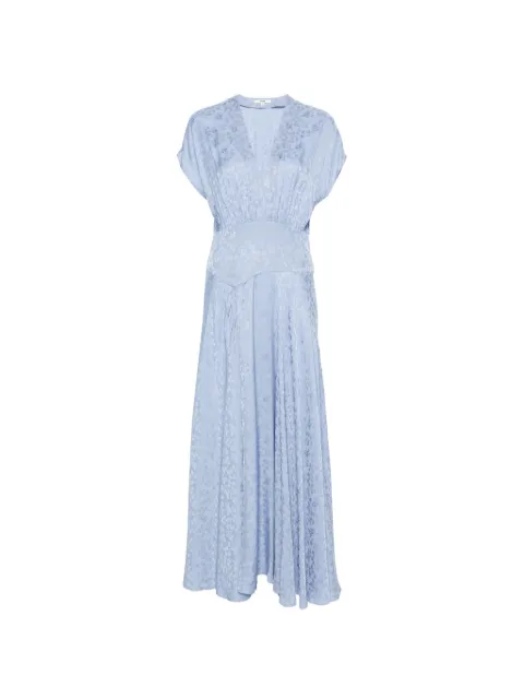 Maje vestido largo con cuello en V y motivo floral en jacquard