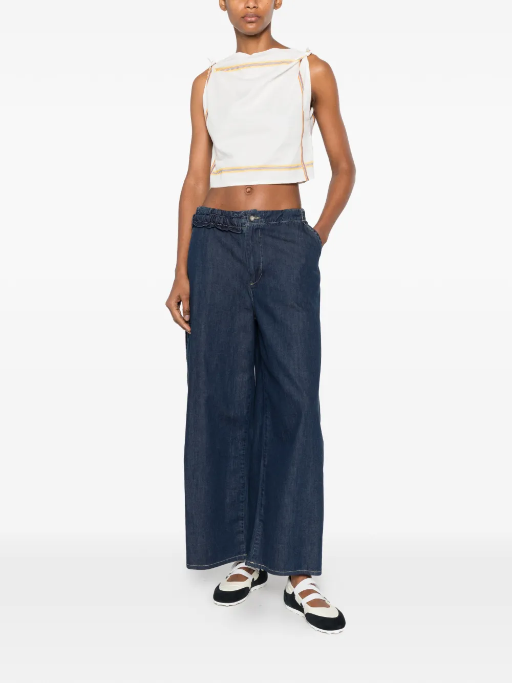 Maje Gestreepte top met open rug Wit