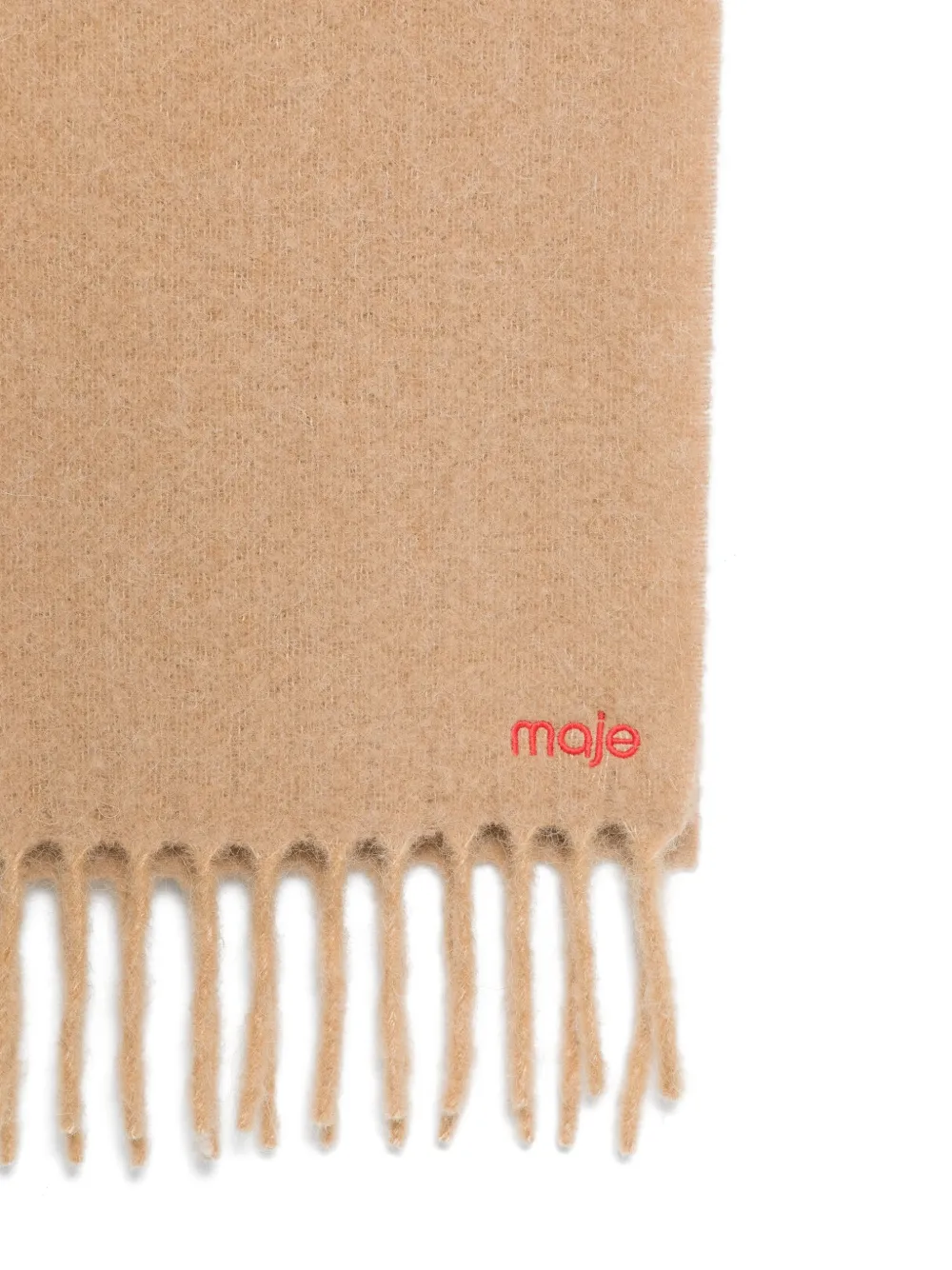 Maje Sjaal met geborduurd logo Beige