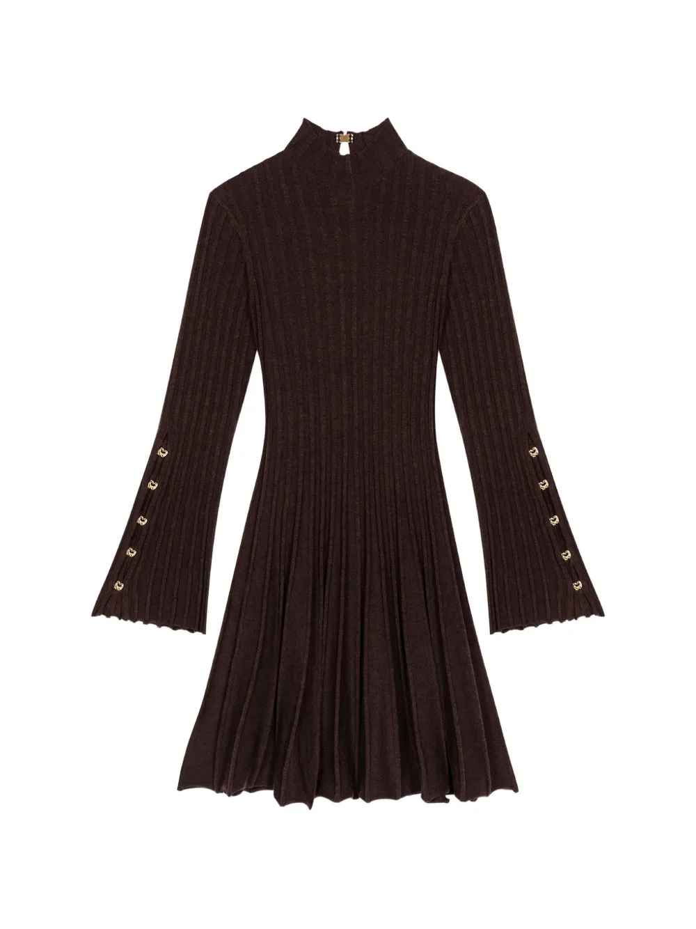 Maje high-neck short skater dress - Brown