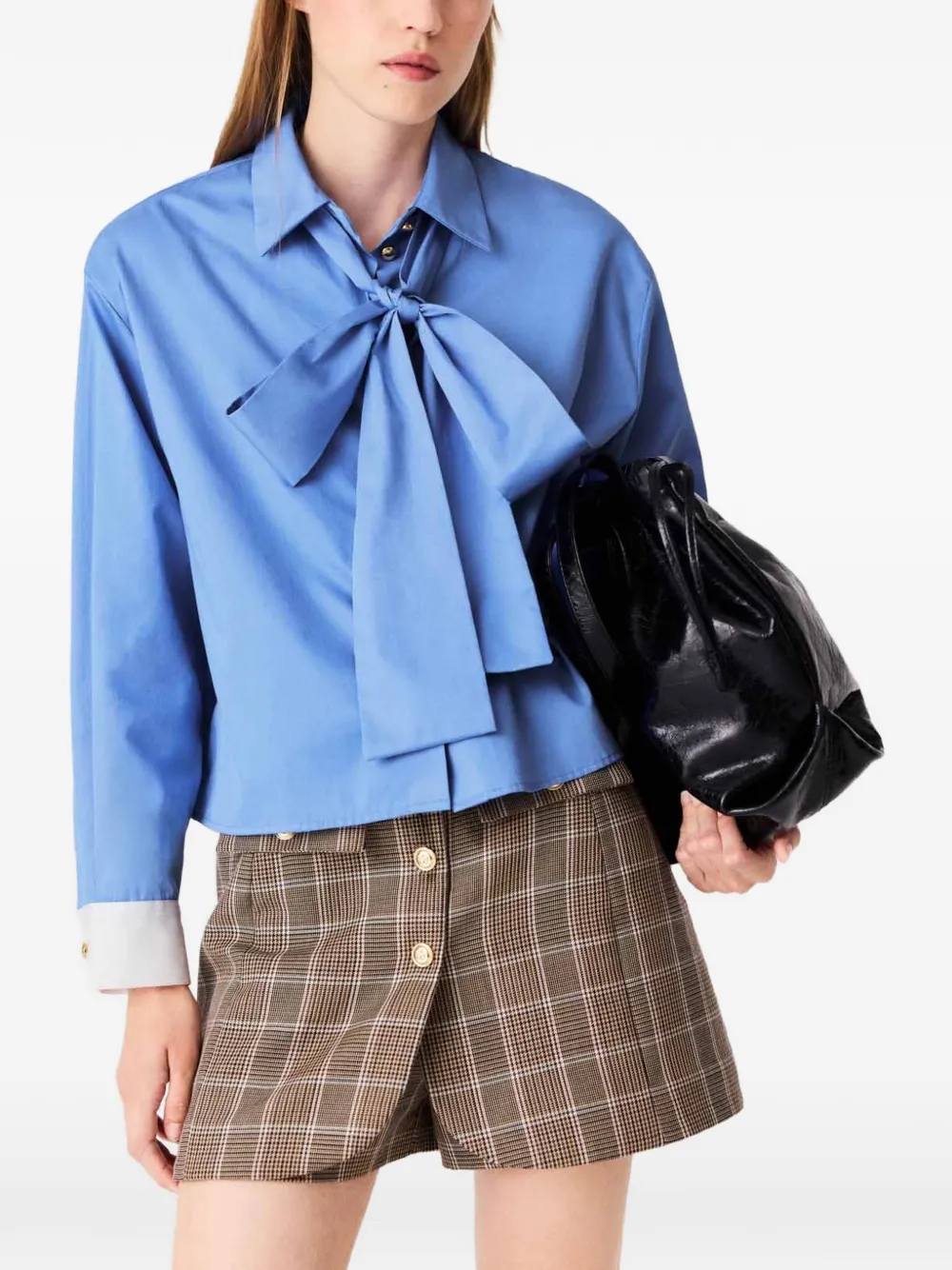 Maje Katoenen blouse met strik Blauw