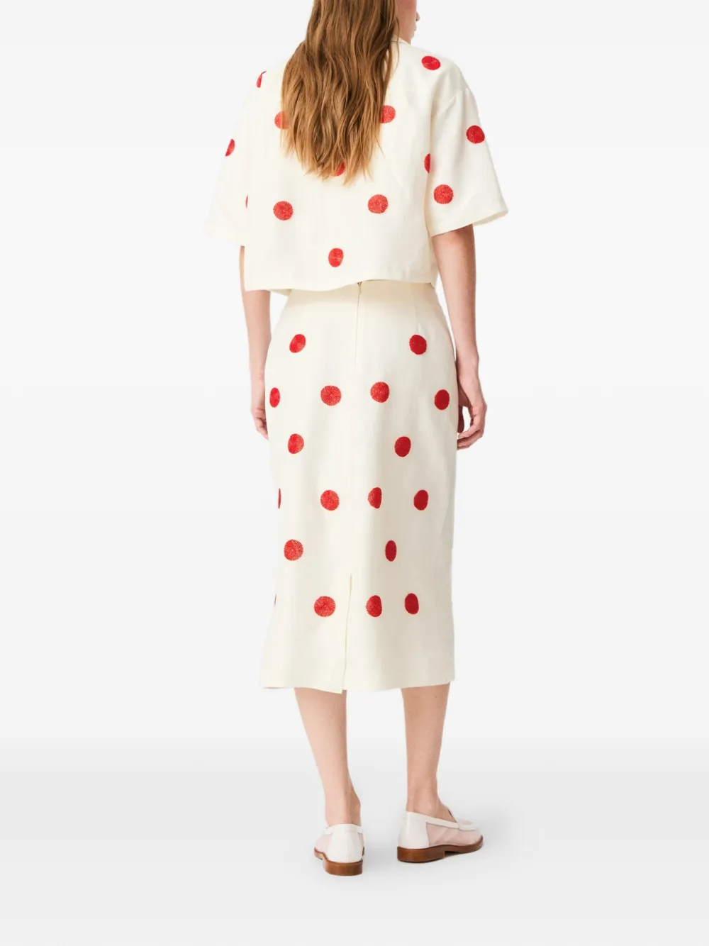 Maje x Blanca Miró cropped blouse met stippen Beige