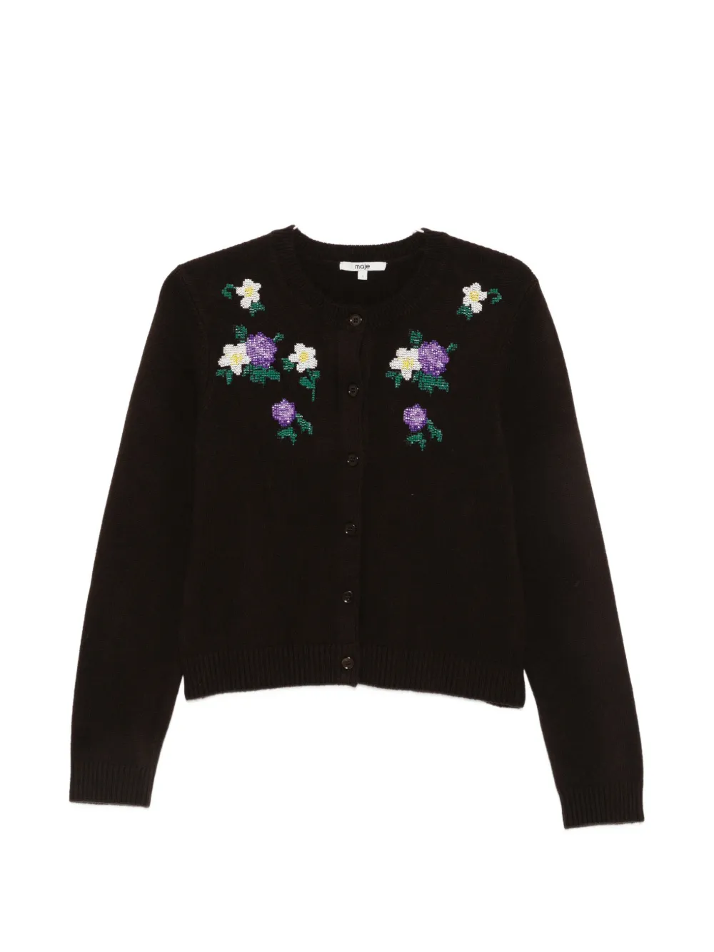 Maje floral-beaded cardigan - Marrone