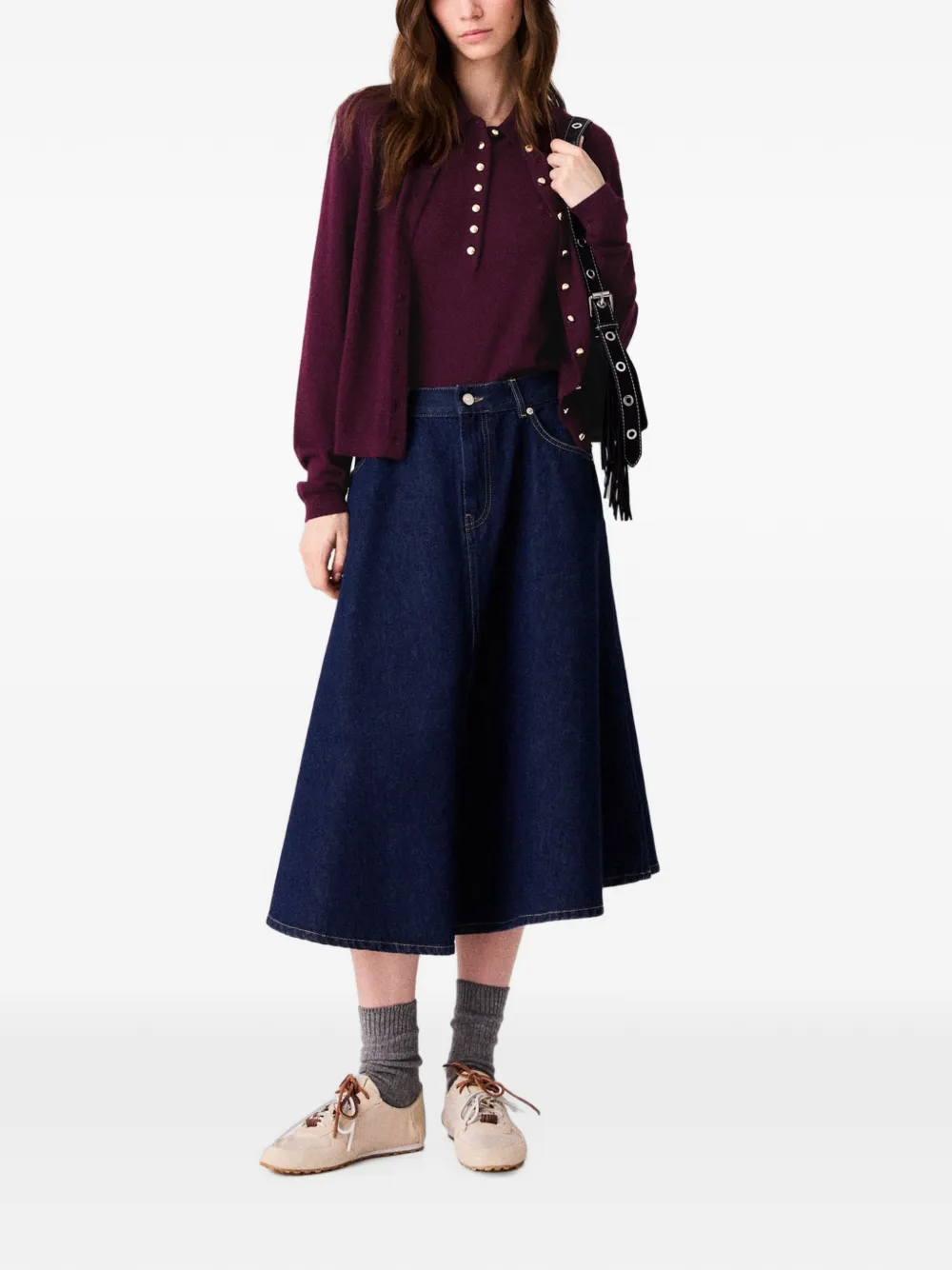 Maje A-lijn midi-rok Blauw