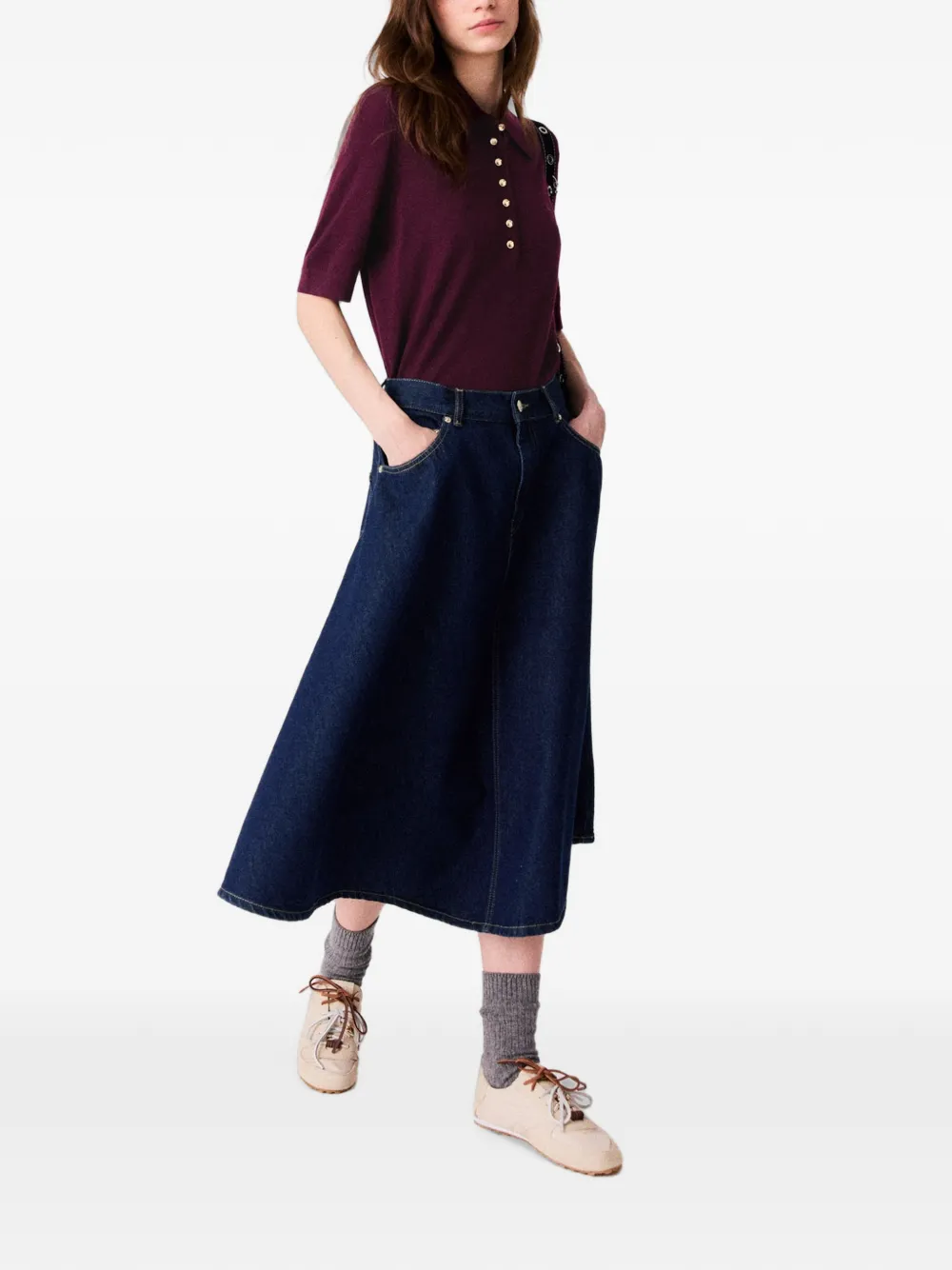 Maje A-lijn midi-rok Blauw