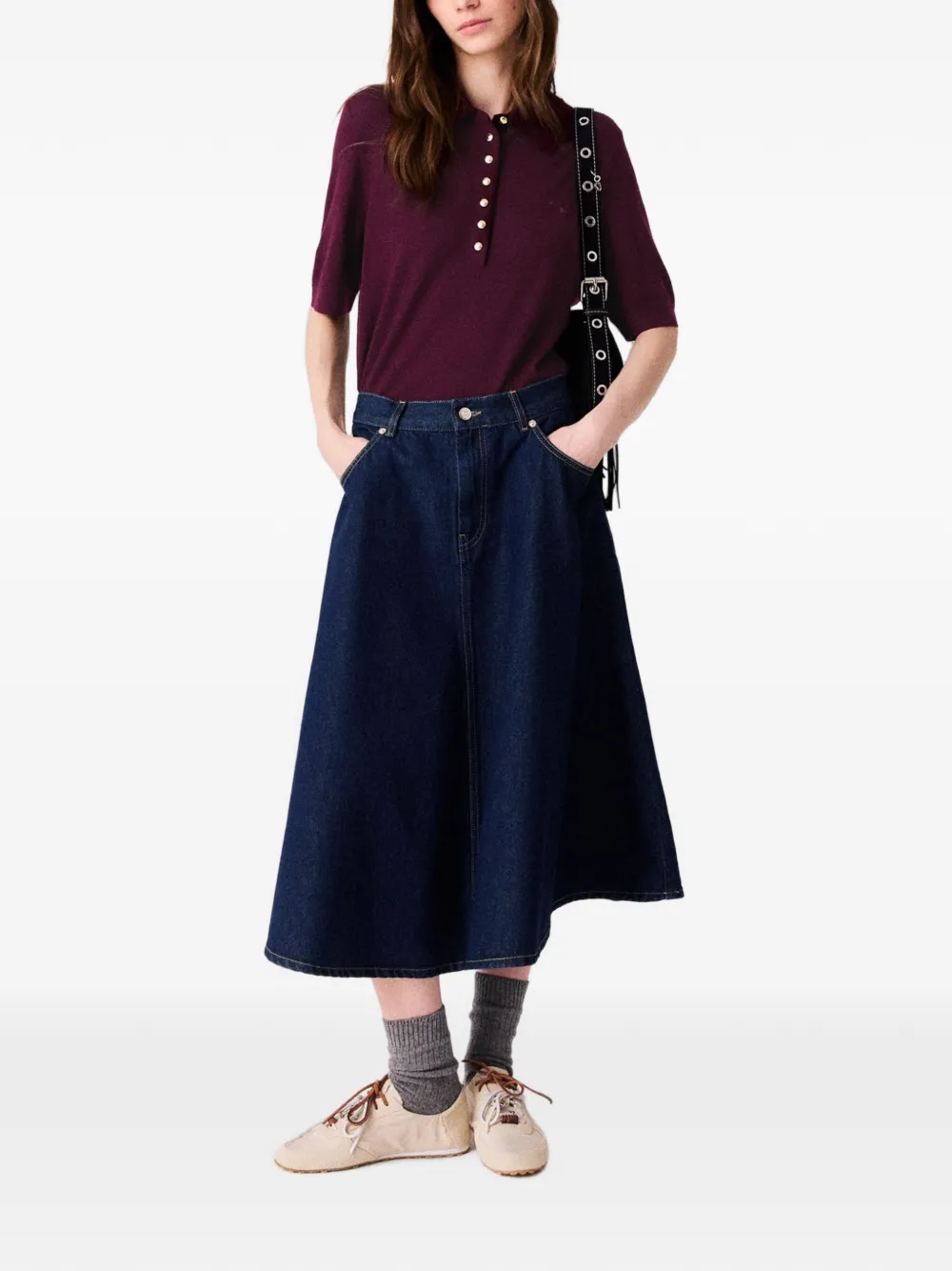 Maje A-lijn midi-rok Blauw