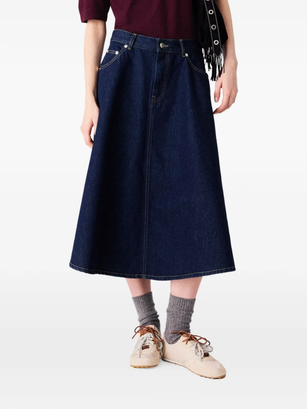 Maje A-lijn midi-rok Blauw