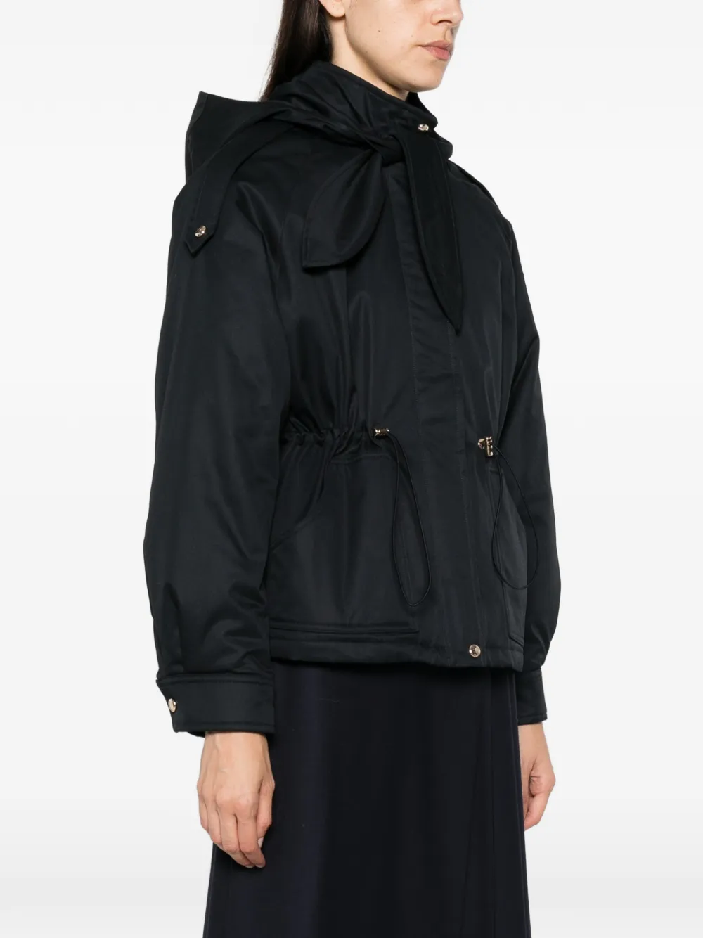 Maje Parka met trekkoordtaille en strikdetail Blauw