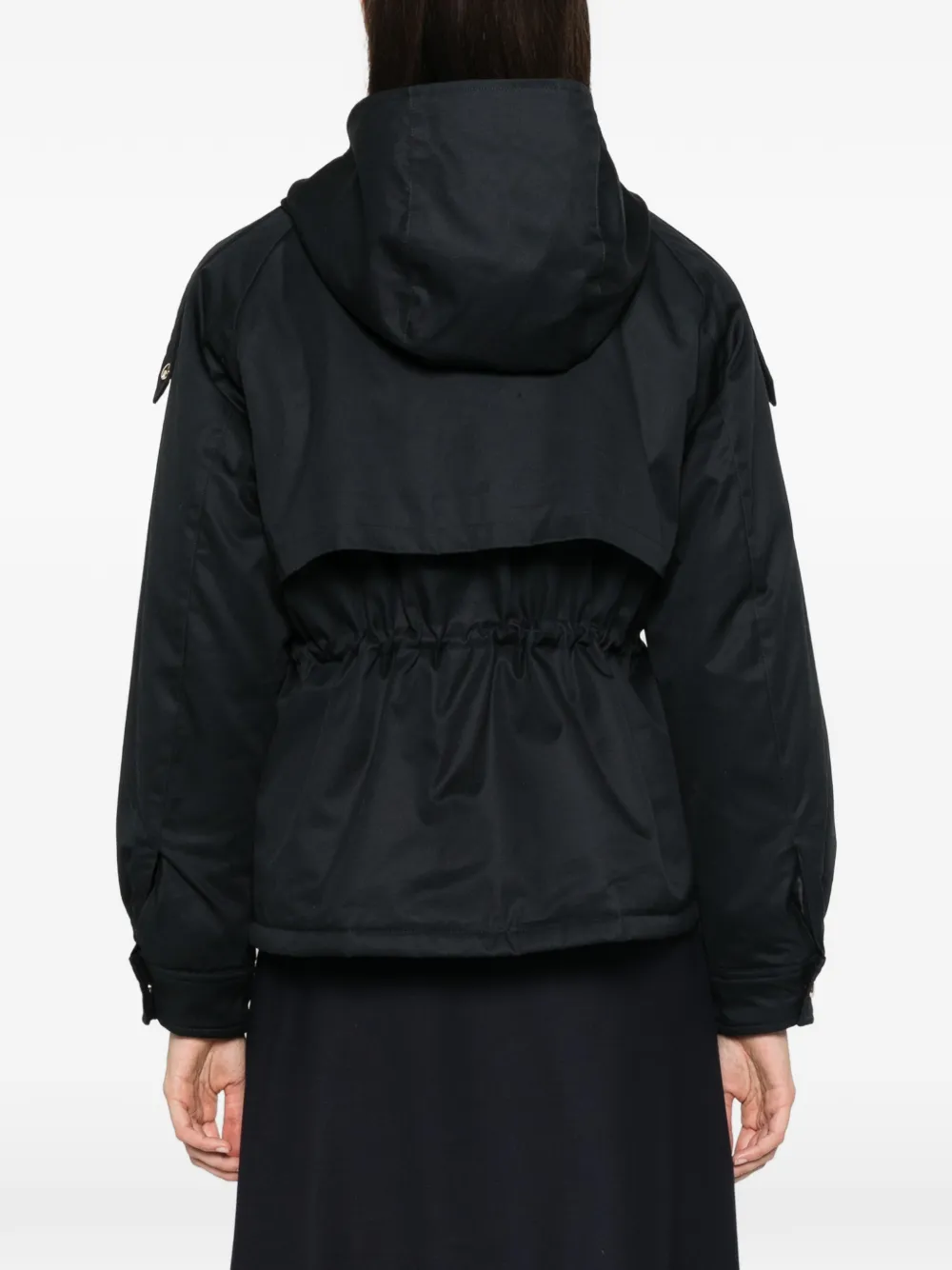 Maje Parka met trekkoordtaille en strikdetail Blauw