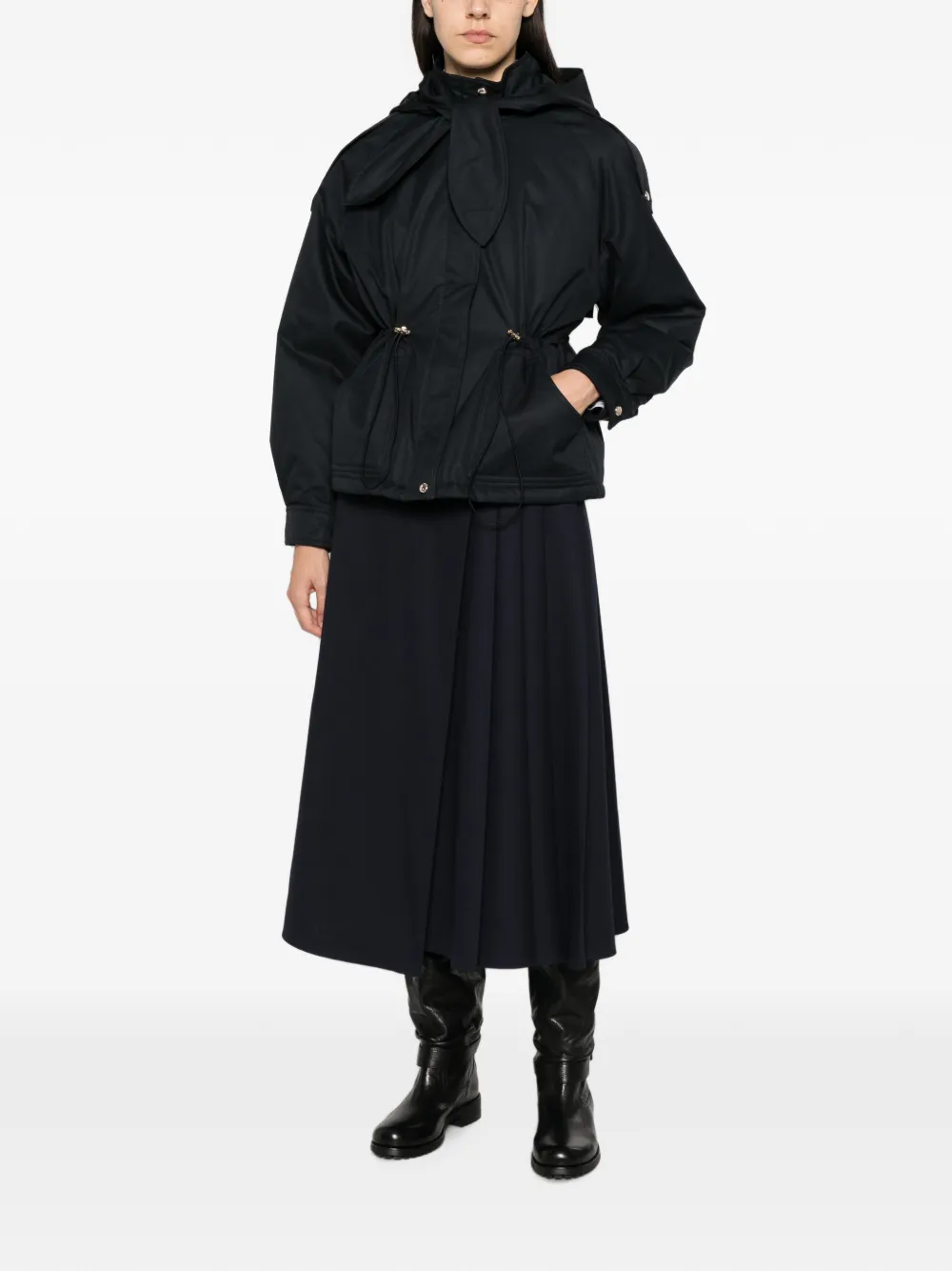 Maje Parka met trekkoordtaille en strikdetail Blauw