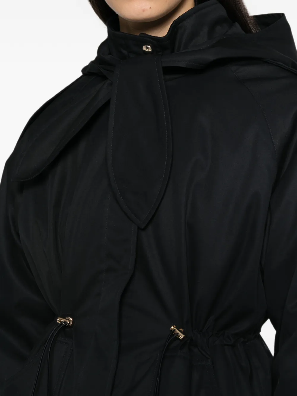 Maje Parka met trekkoordtaille en strikdetail Blauw