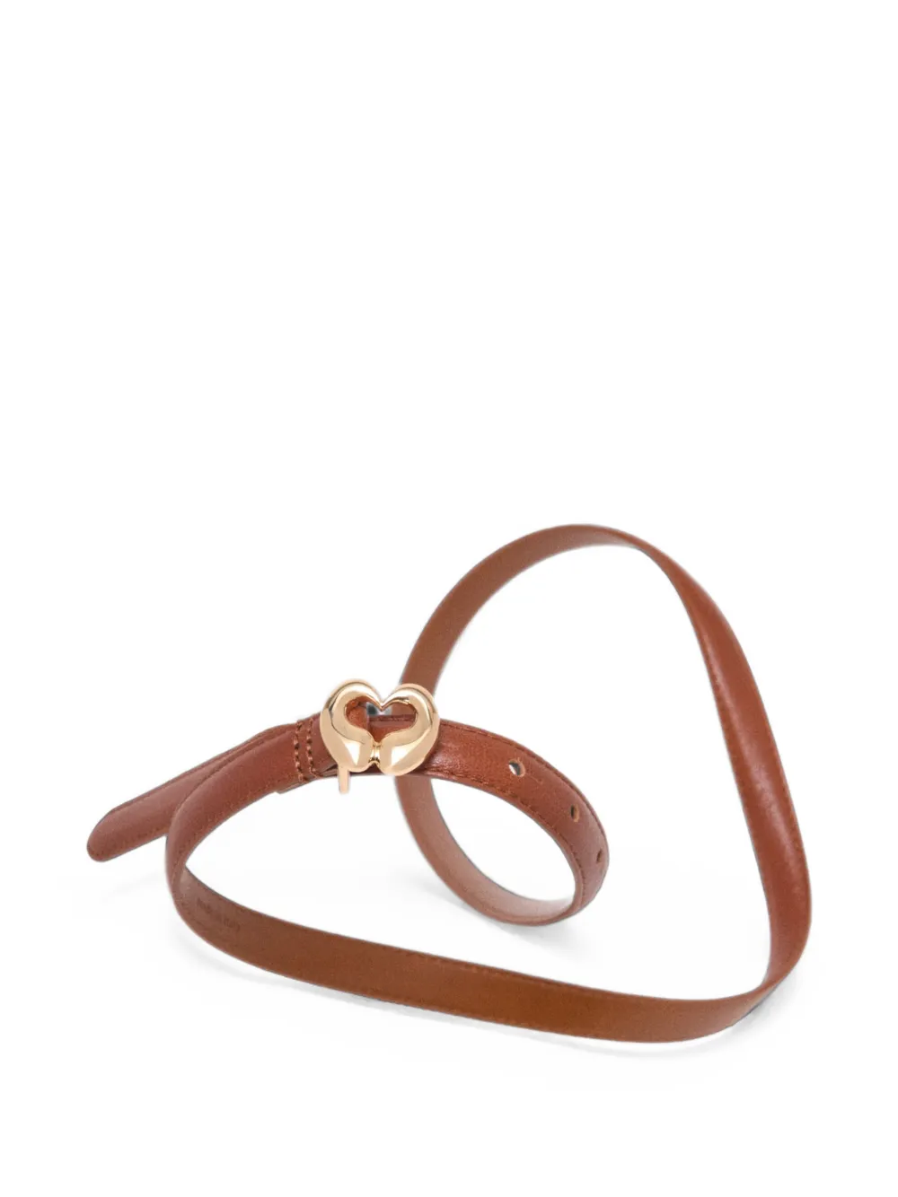 Maje Smalle leren riem met logo Bruin