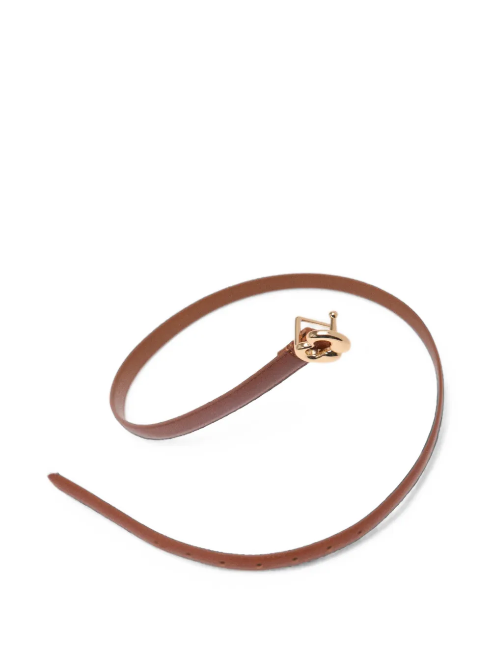 Maje Smalle leren riem met logo Bruin