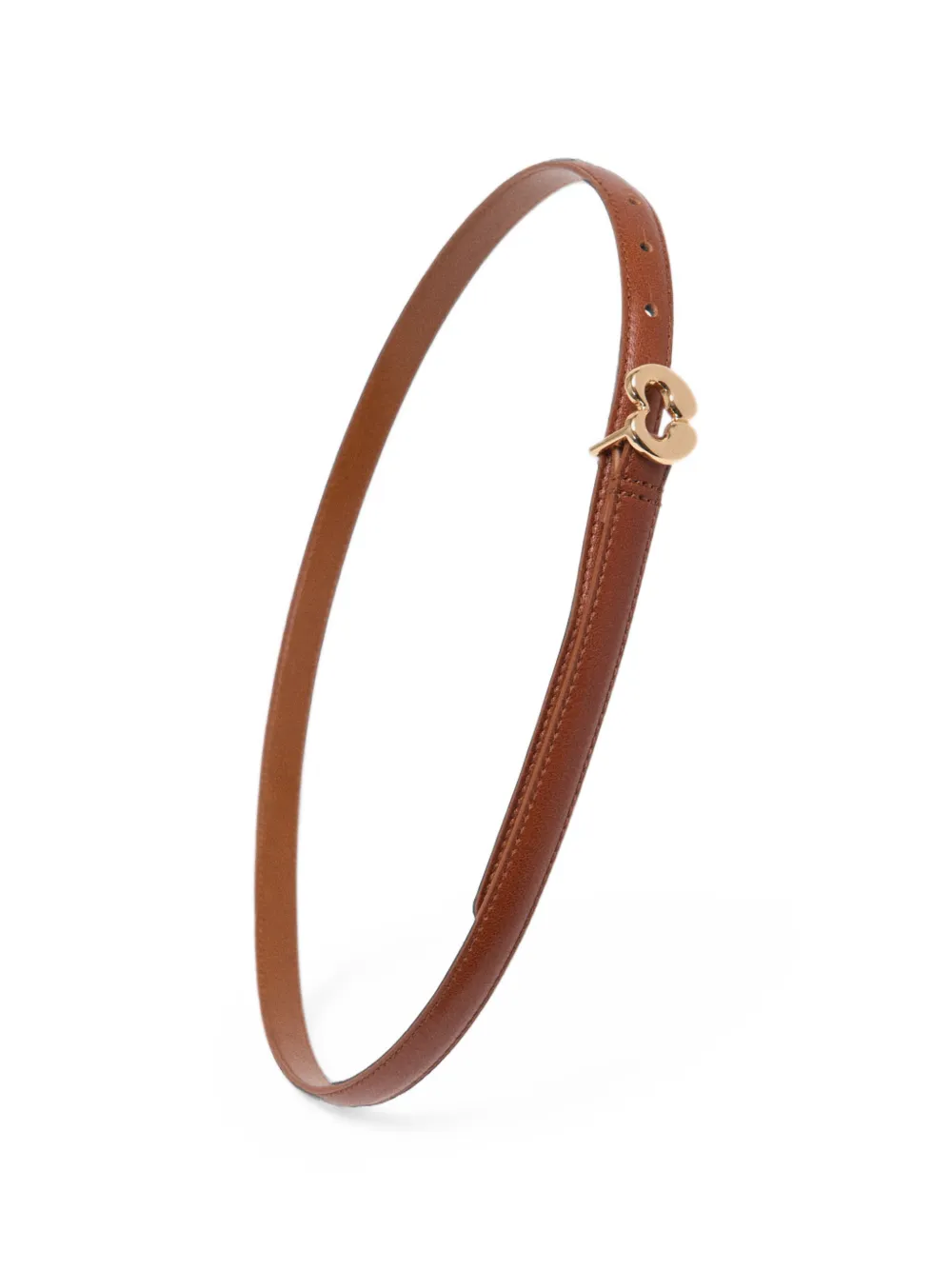 Maje Smalle leren riem met logo Bruin