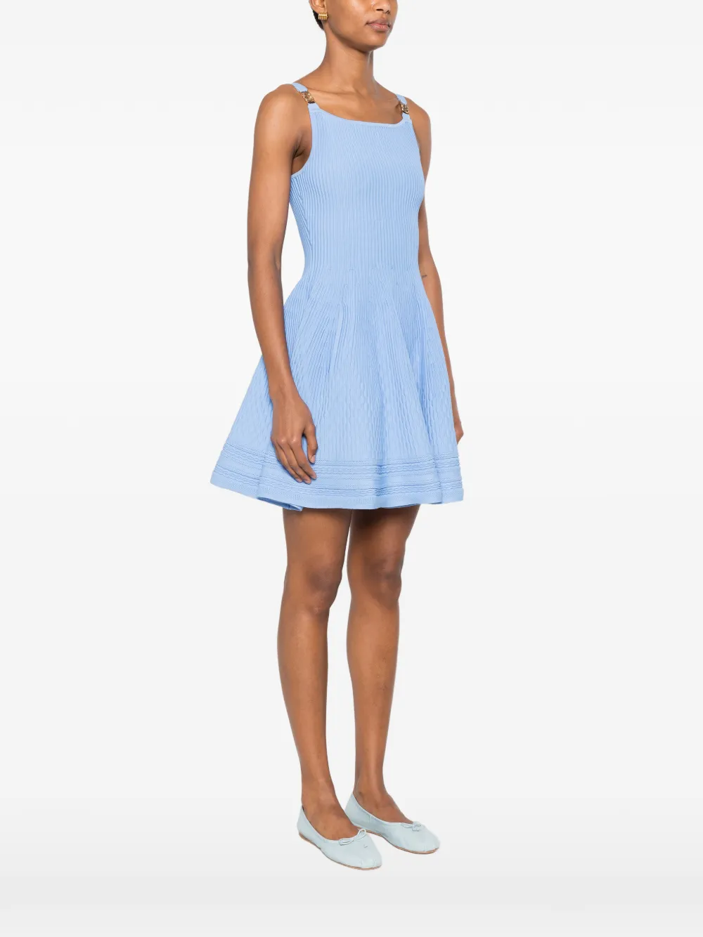 Maje Ribgebreide mini-jurk met gesp Blauw