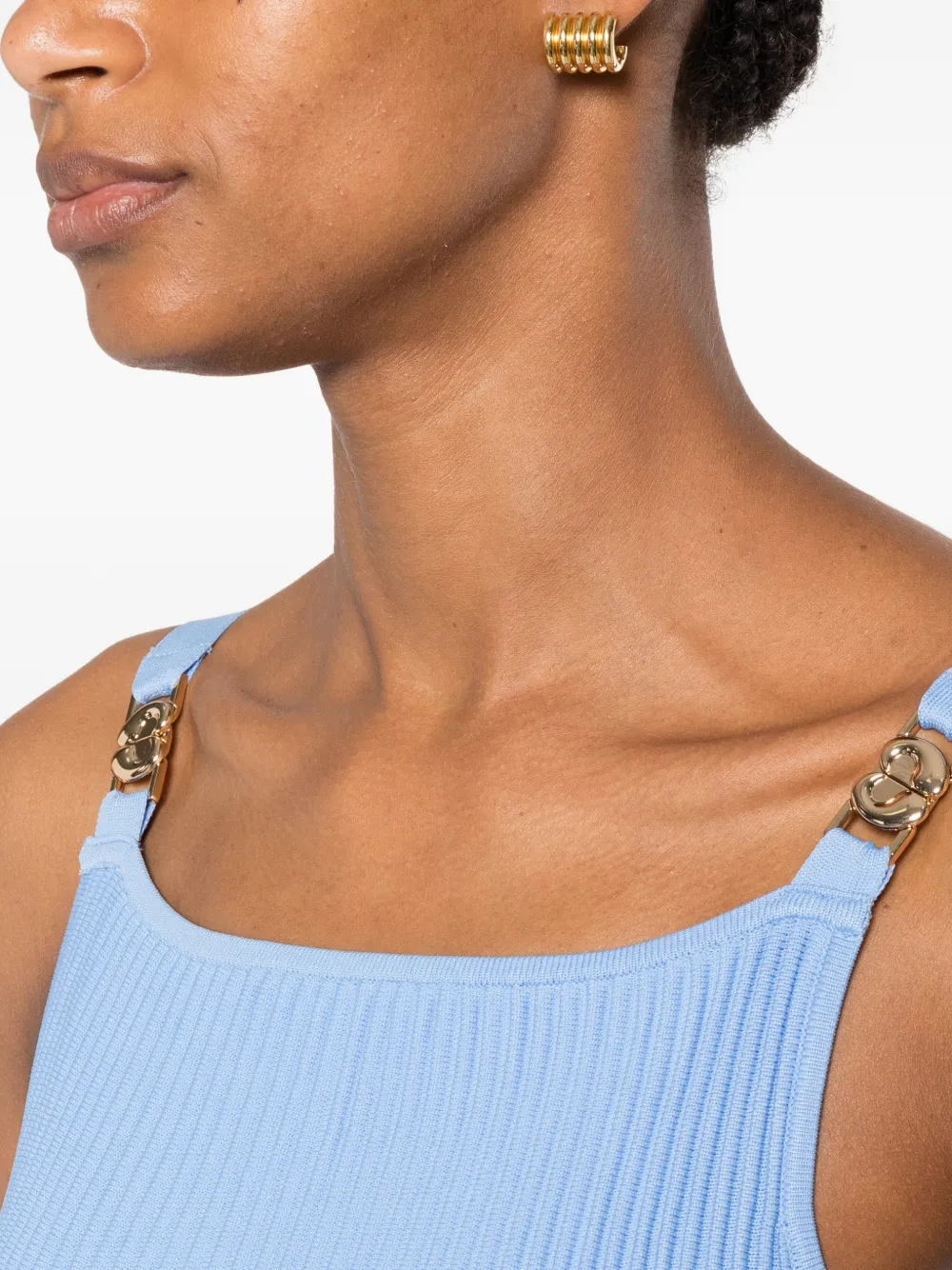 Maje Ribgebreide mini-jurk met gesp Blauw