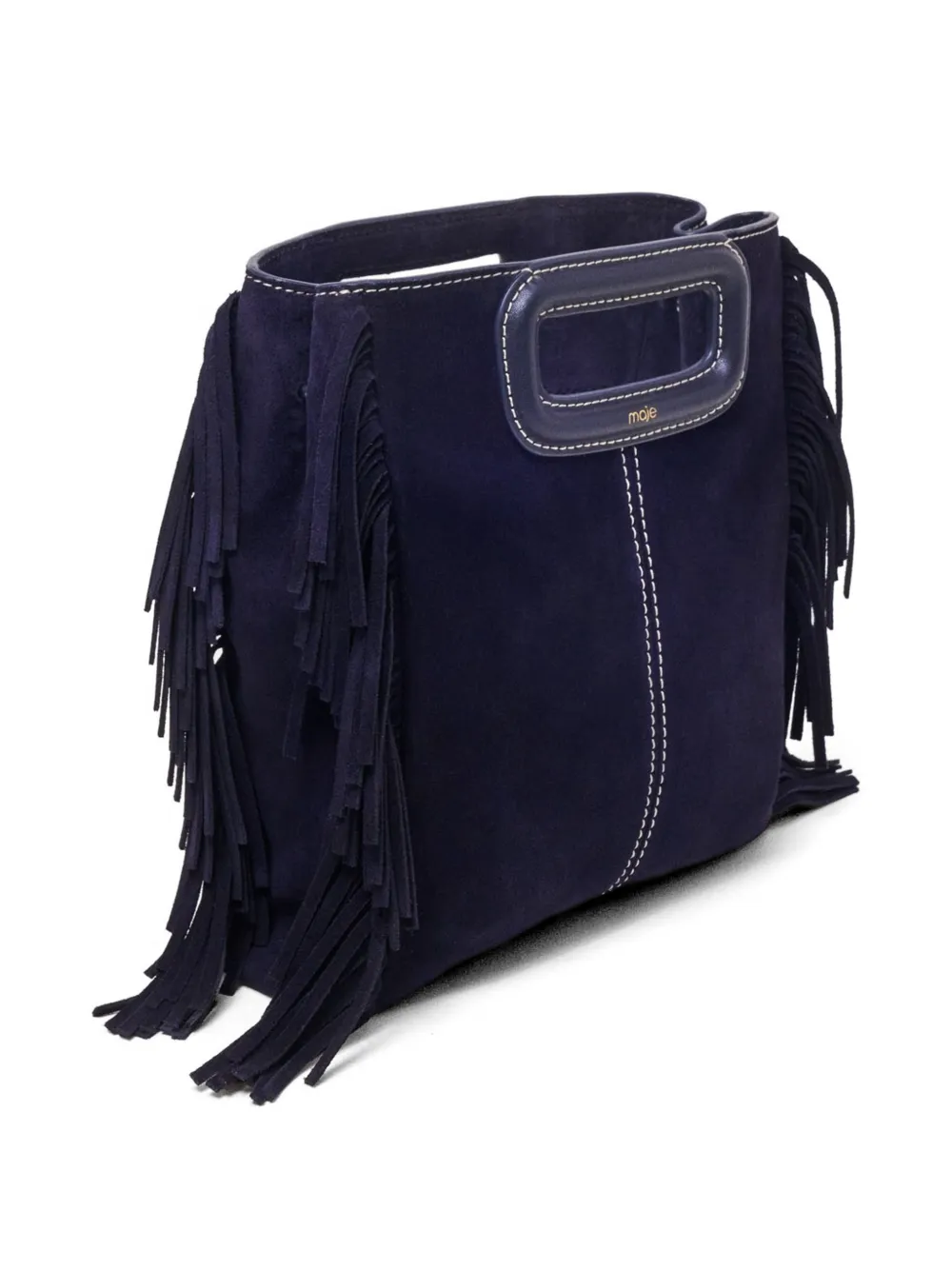  Maje Bolso Shopper M Con Flecos - Azul 