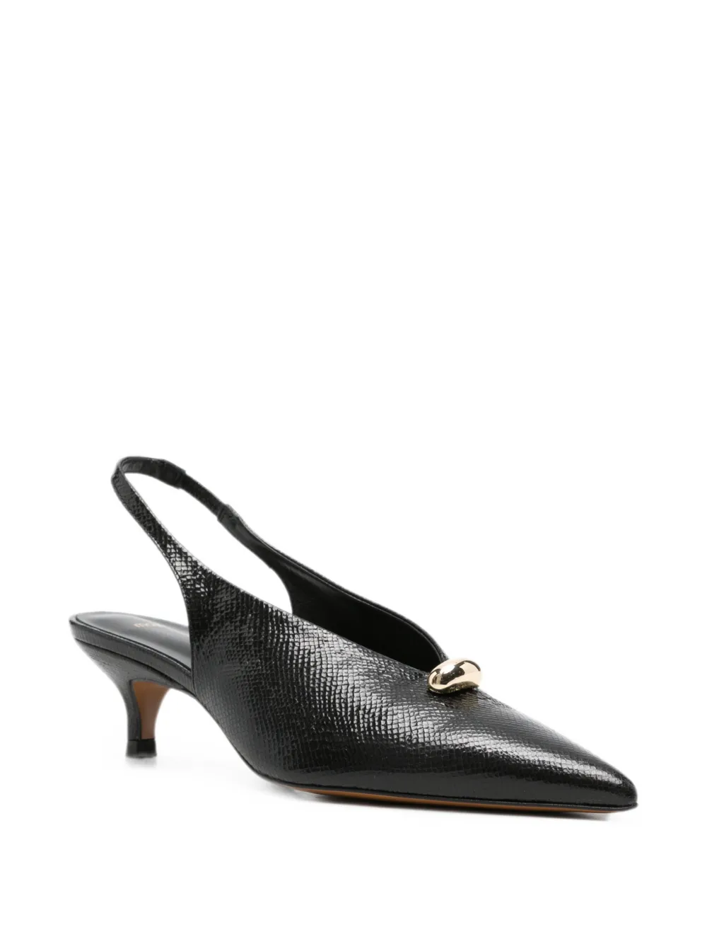 Maje Pumps met puntige neus en hagedissen-effect Zwart