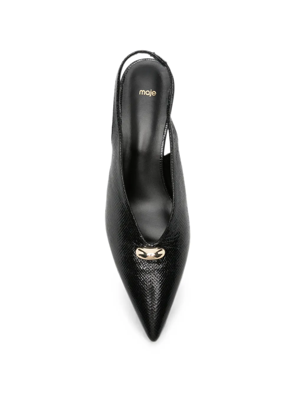 Maje Pumps met puntige neus en hagedissen-effect Zwart