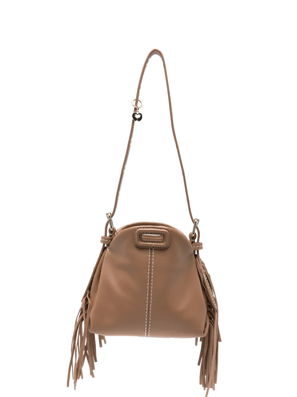 Maje fringed leather mini bag - Marrone