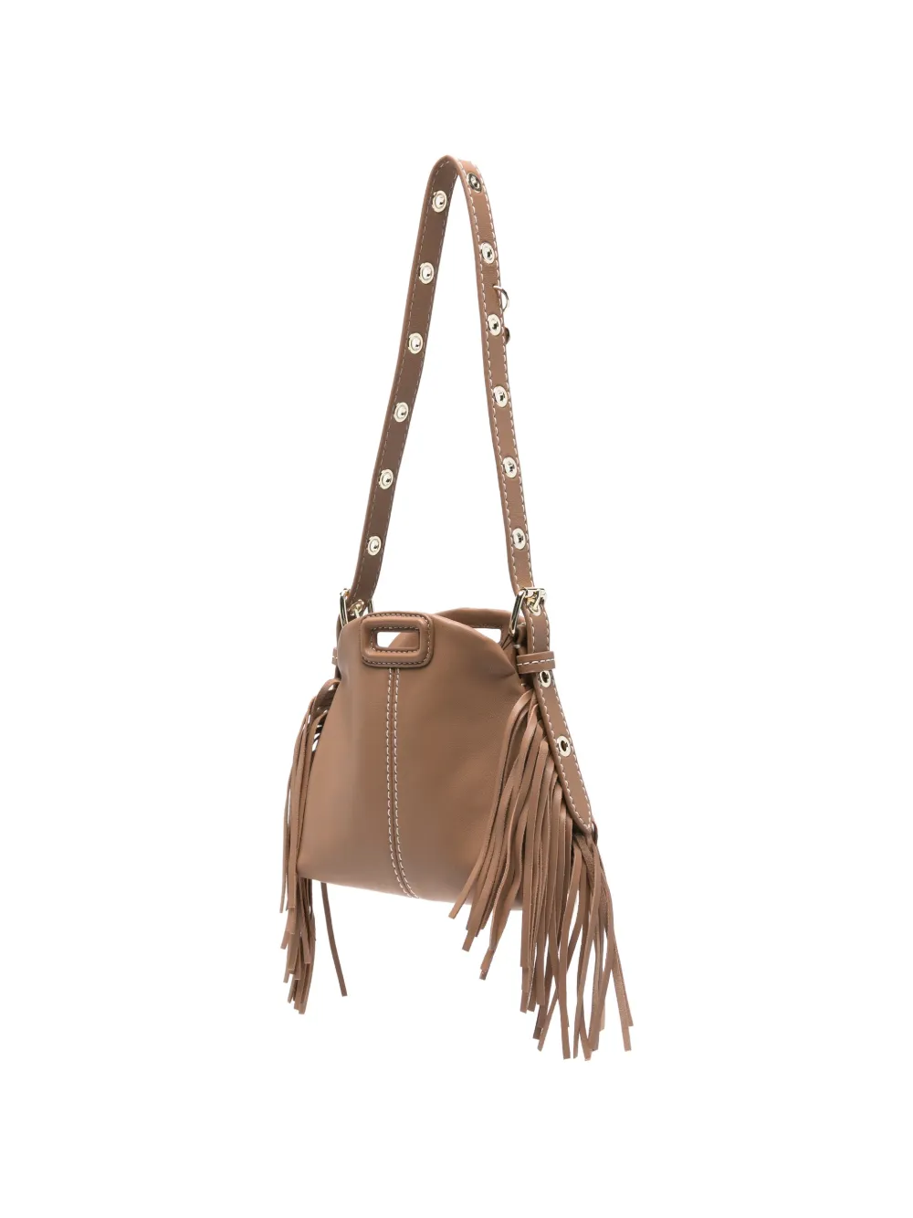  Maje Bolso Mini Con Flecos - Marrón 