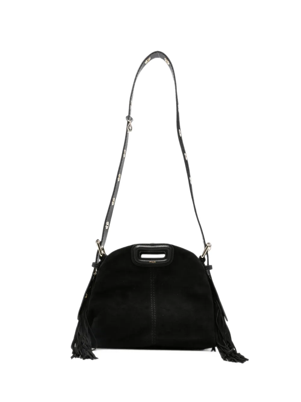 Maje fringe-detail leather shoulder bag - Nero