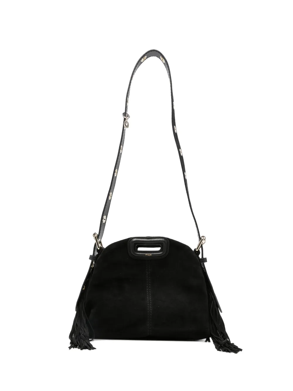Maje fringe-detail leather shoulder bag - Nero