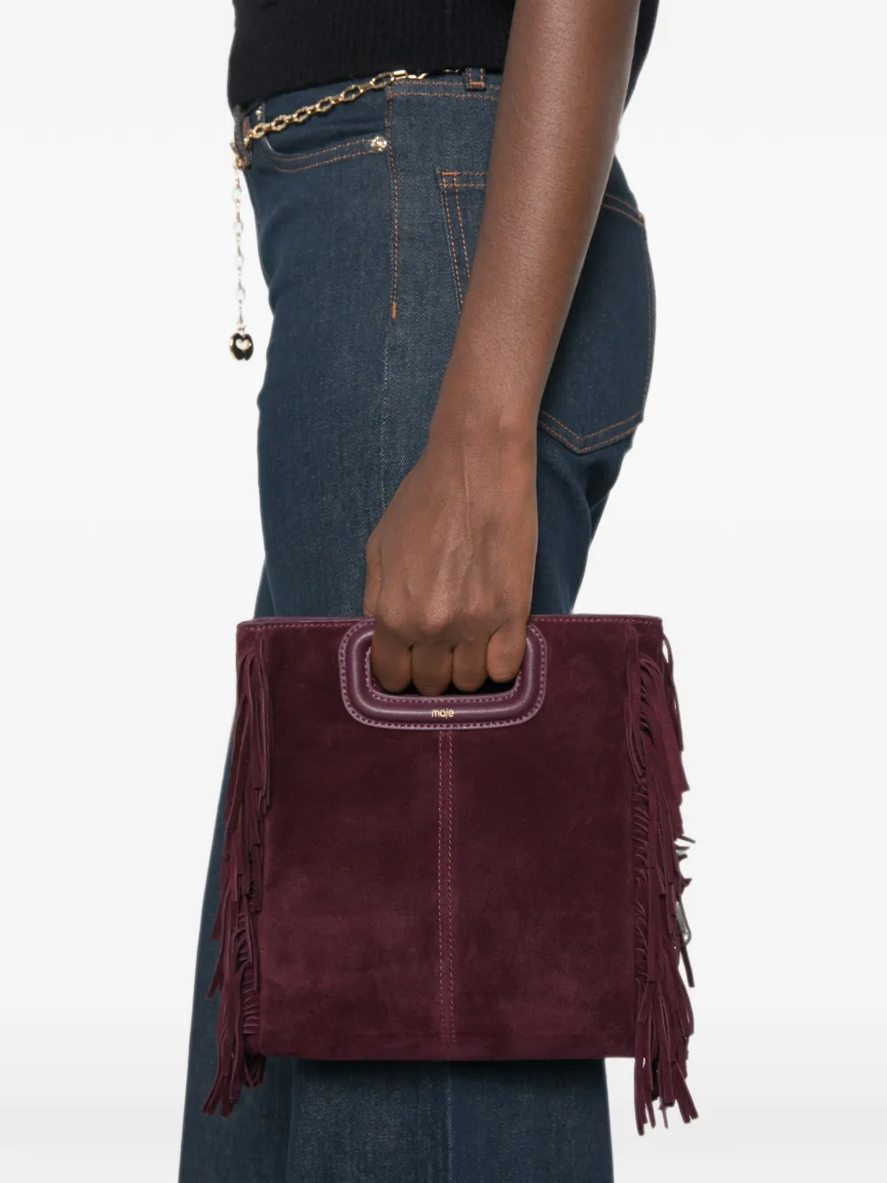 Maje Medium shopper met franje Paars
