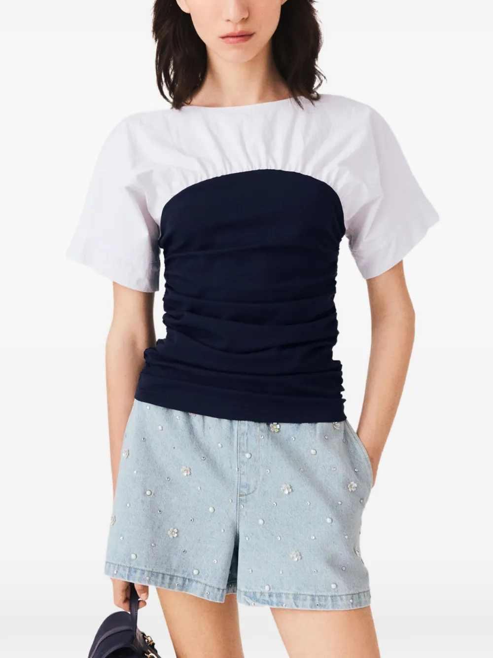 Maje T-shirt met ruches Wit