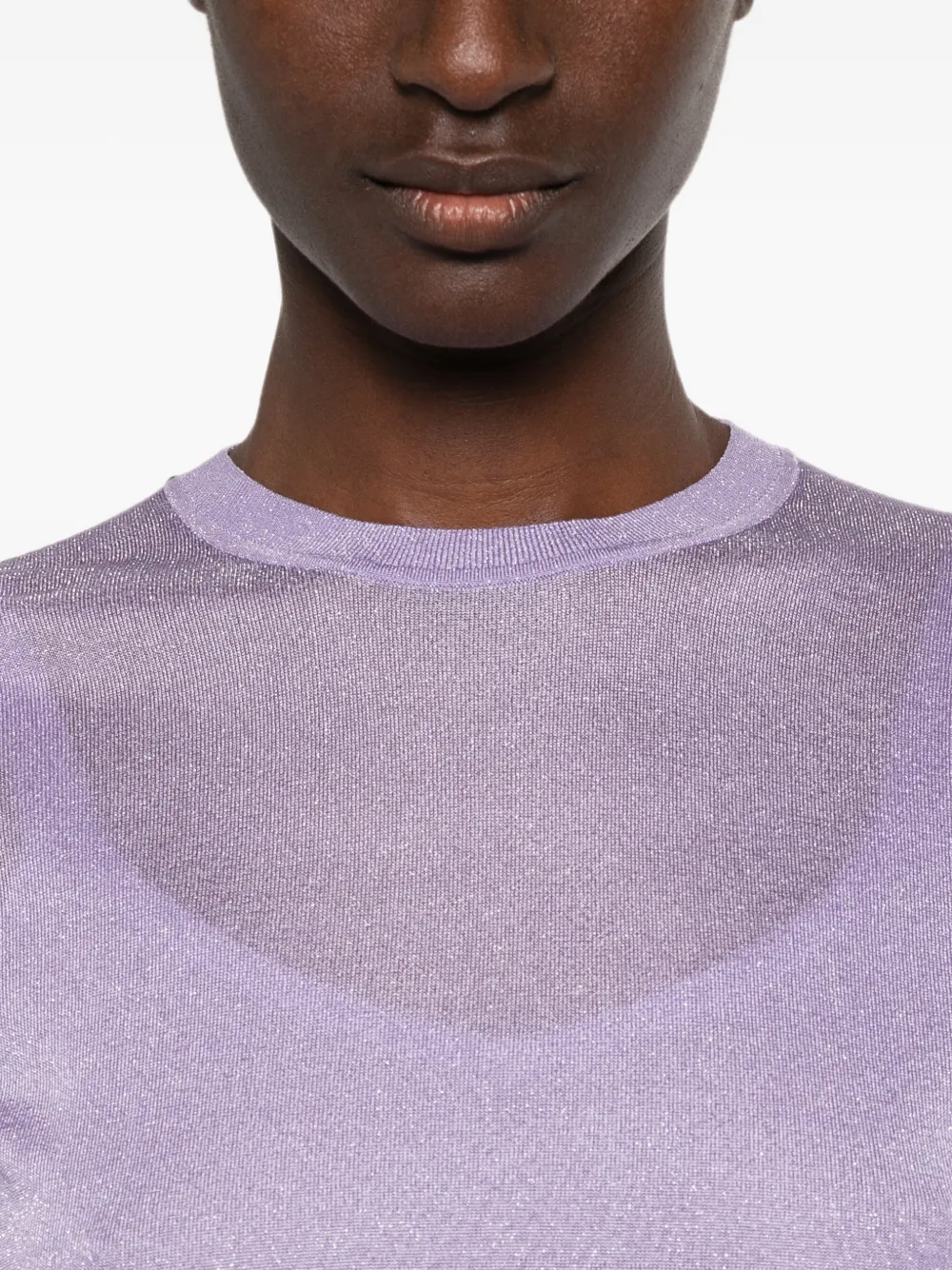 Maje Twee T-shirten met metallic draad en korte mouwen Paars