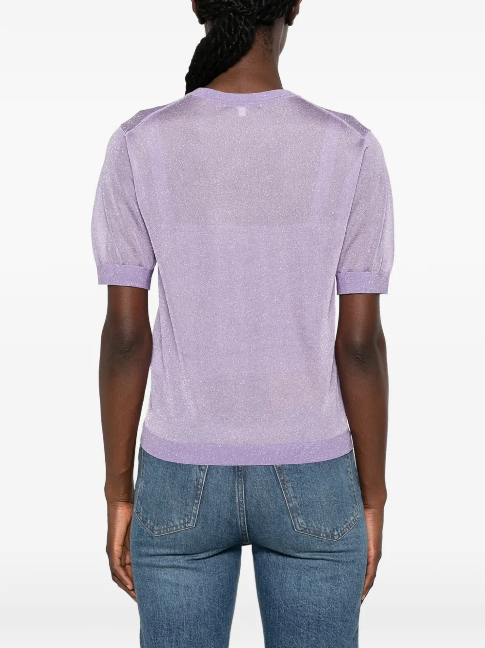 Maje Twee T-shirten met metallic draad en korte mouwen Paars