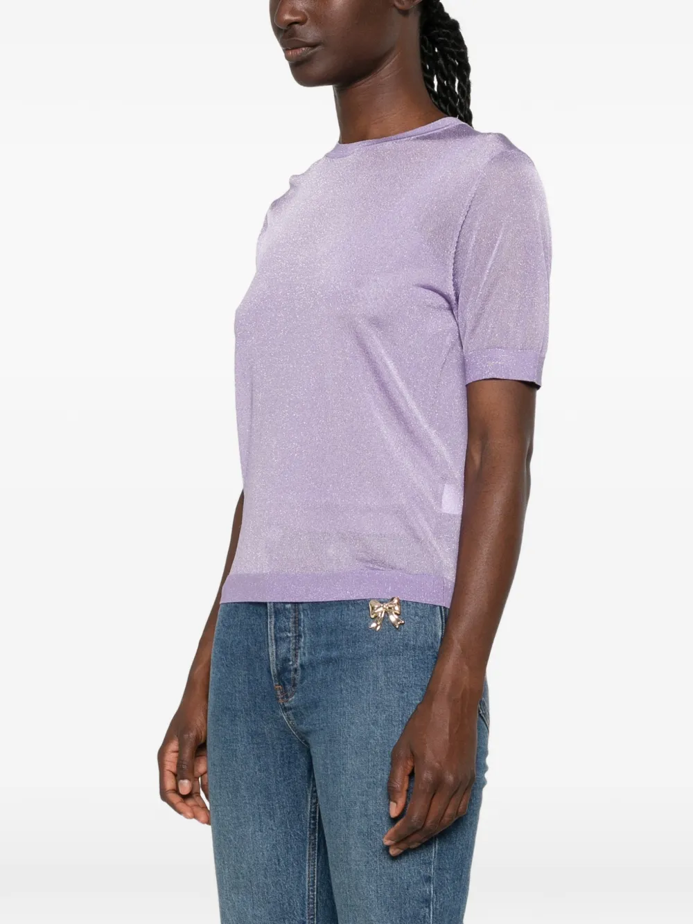 Maje Twee T-shirten met metallic draad en korte mouwen Paars