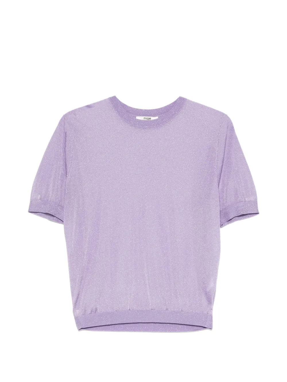Maje Twee T-shirten met metallic draad en korte mouwen Paars