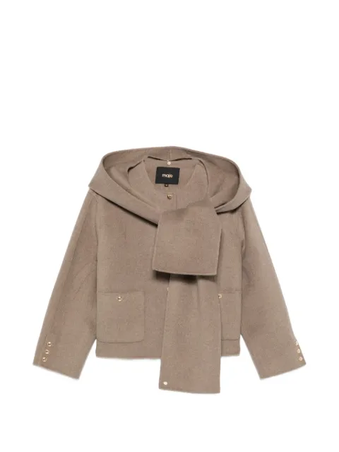 Maje hooded single-breasted coat