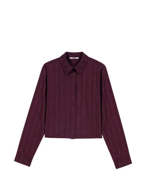 Maje cropped rhinestone cotton shirt