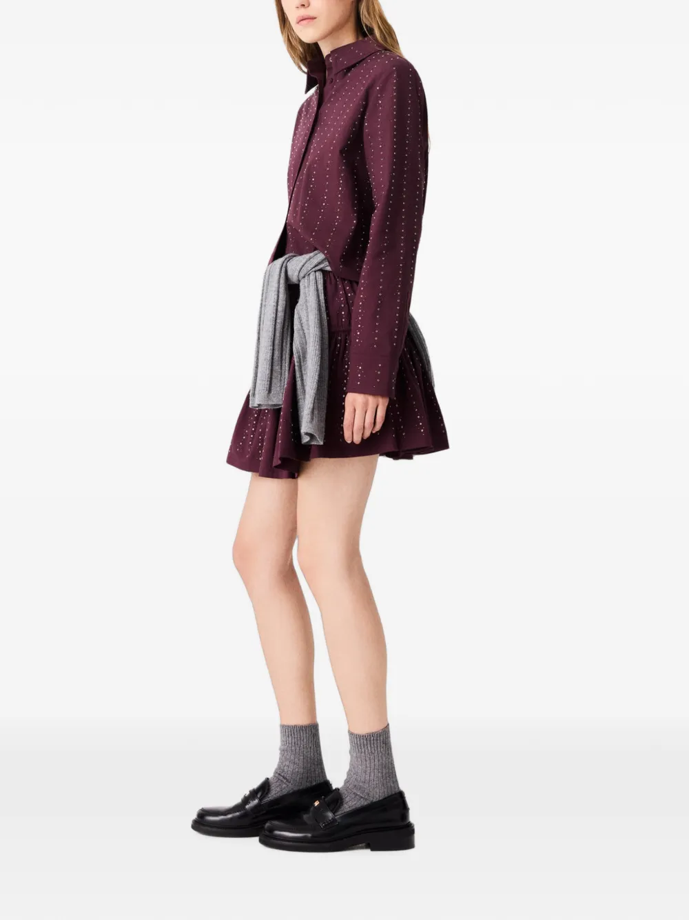 Maje Cropped katoenen blouse met stras Rood
