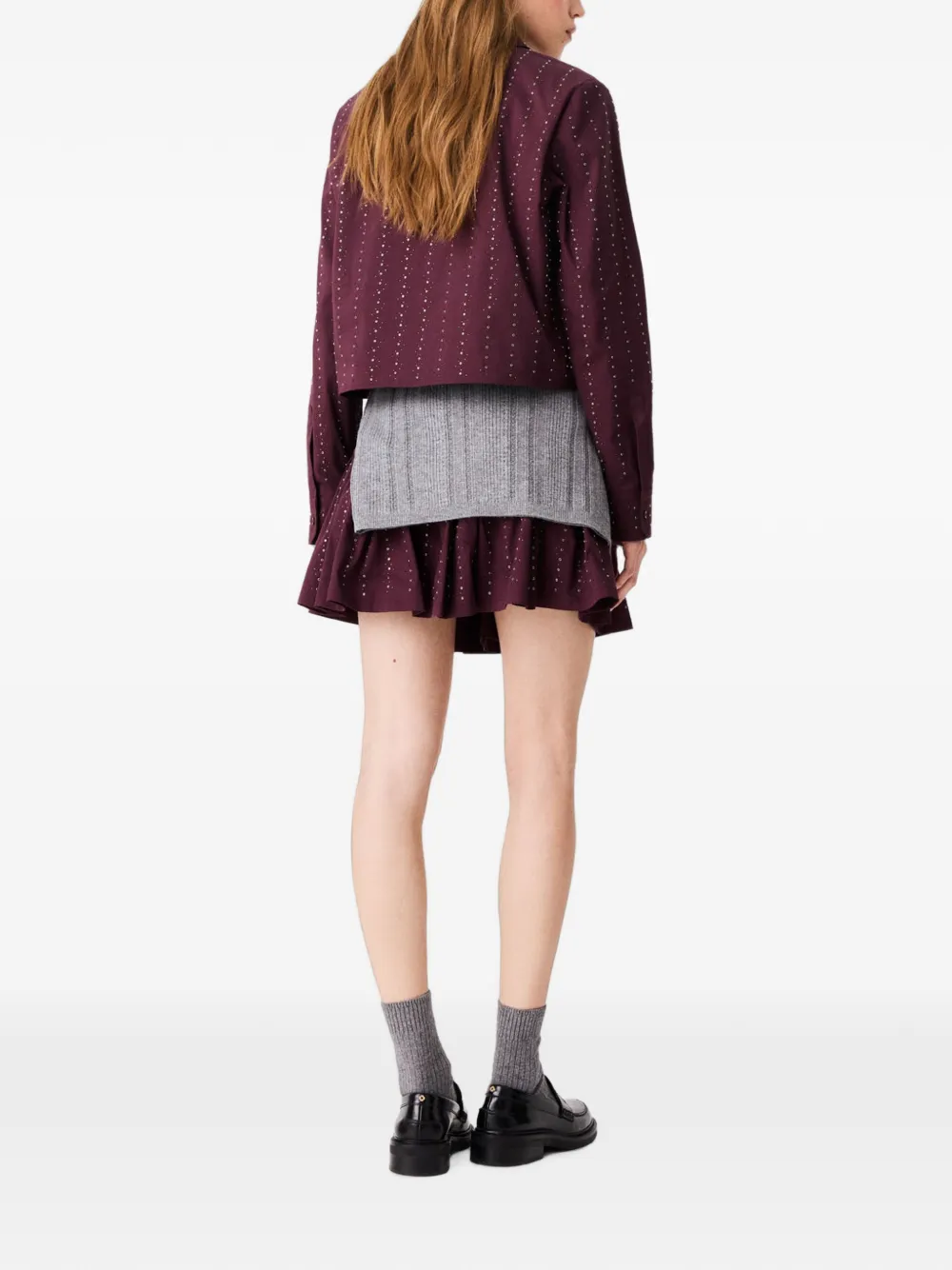 Maje Cropped katoenen blouse met stras Rood