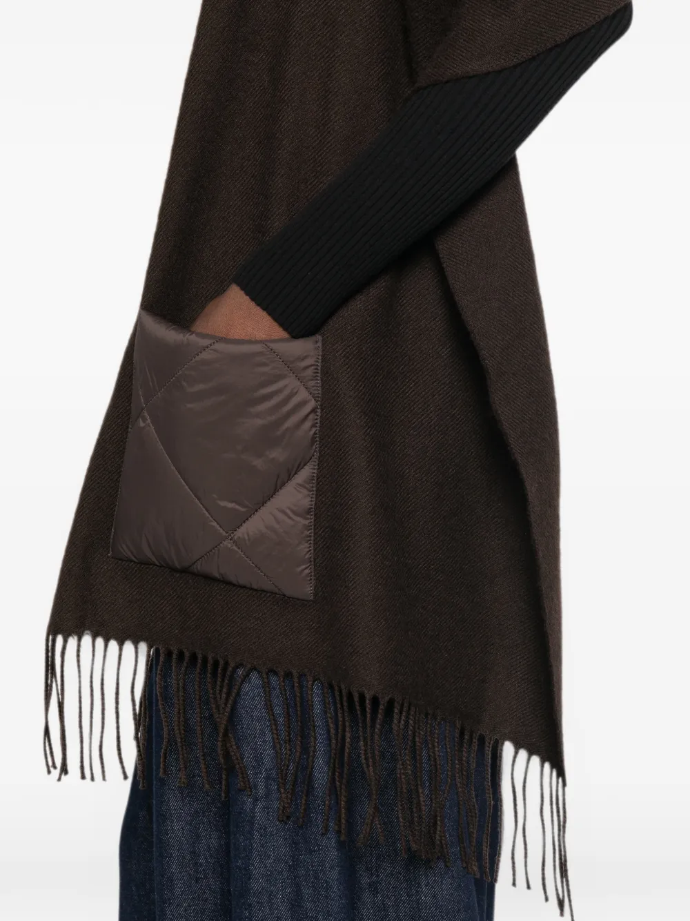 Maje Poncho met franje Bruin